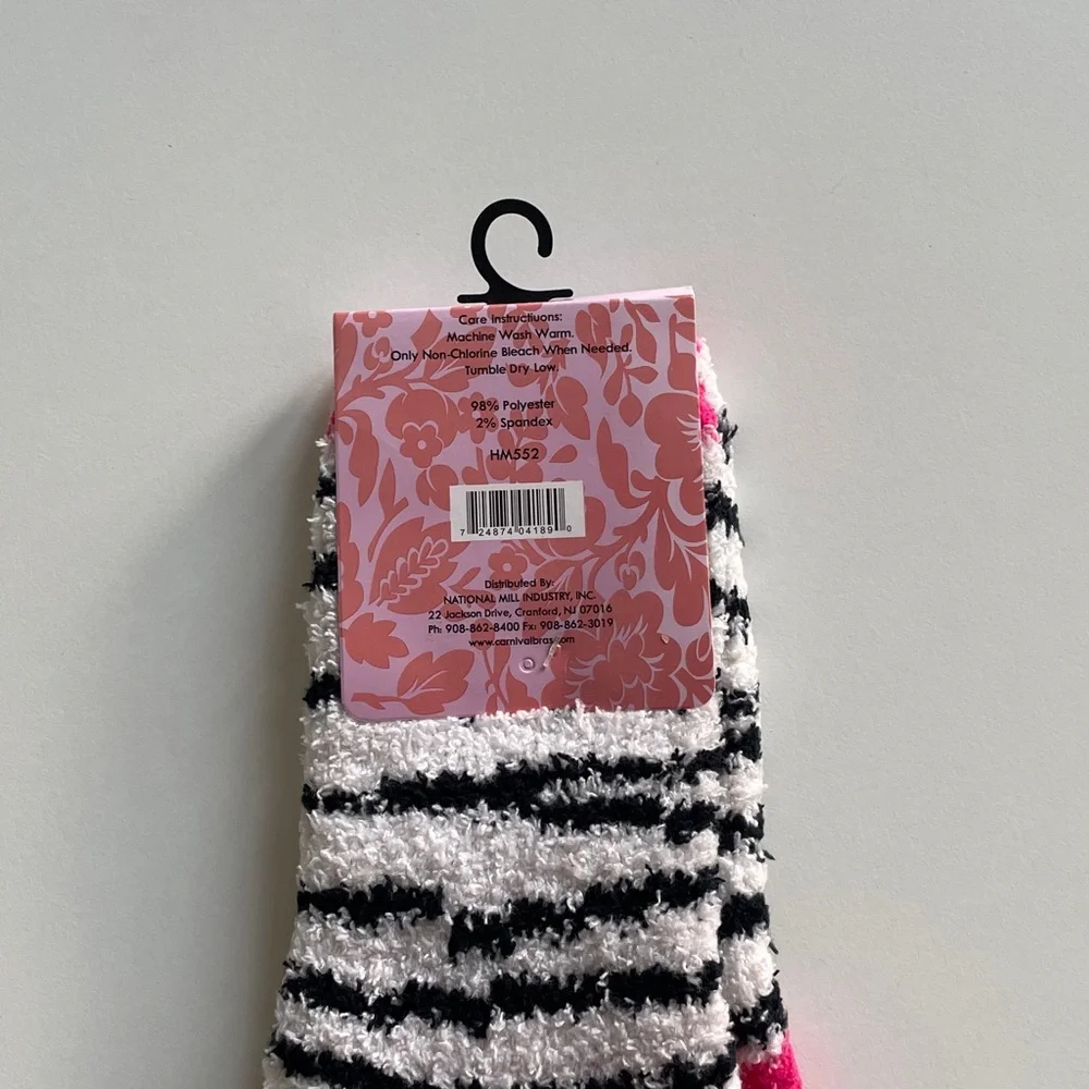 Carnival Women's Cozy Socks Animal Print Stripe Pink Black